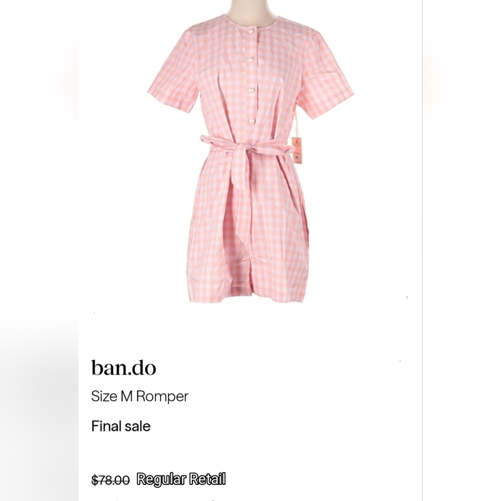NWT Bando Pink & White Romper 🩷 Reg Retail $178 - Picture 6 of 7